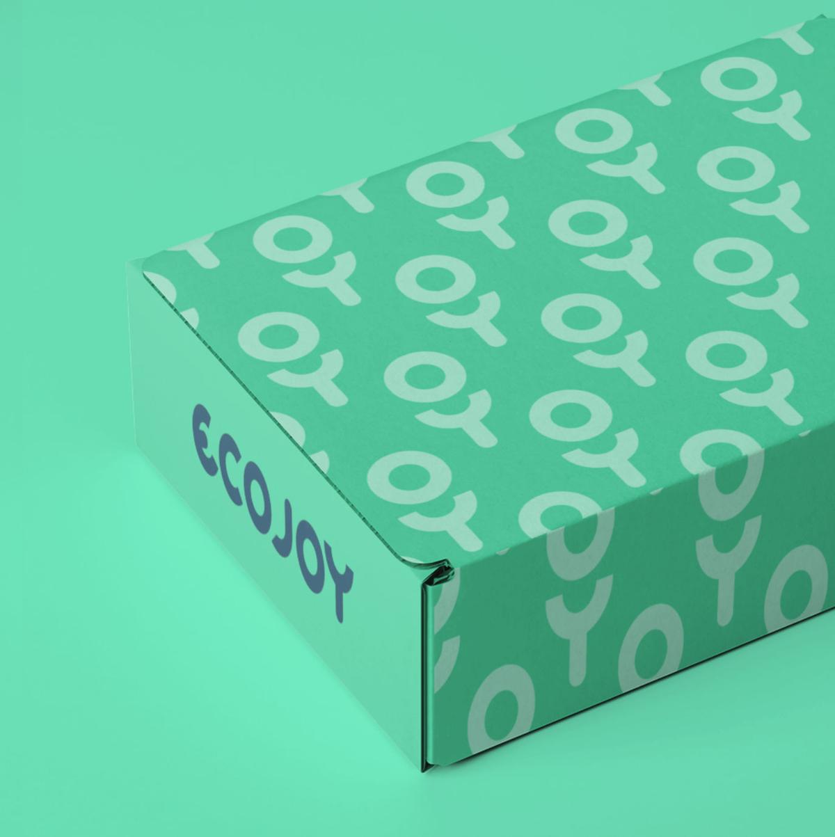 A 3D render of an Ecojoy product box.